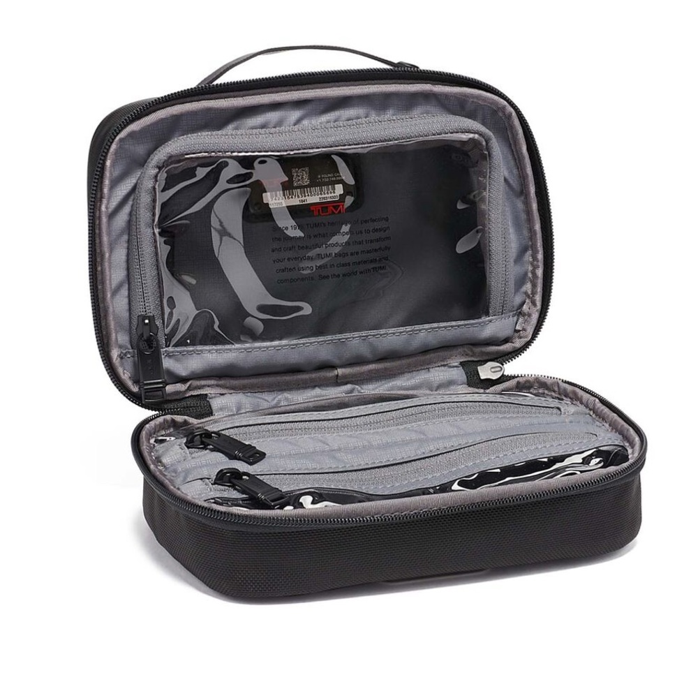 TUMI • Black Split Travel Kit Cosmetic Bag Cade Mean Girls Musical Custom Make - Picture 3 of 5